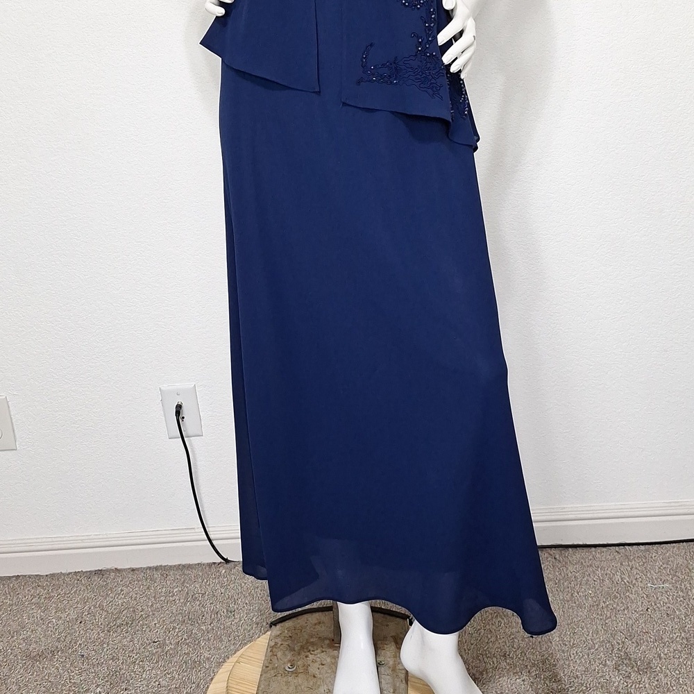 Positive Attitude Vintage Navy Blue Embroidered Beaded Fairy Maxi Dress Size 10 - Picture 3 of 12